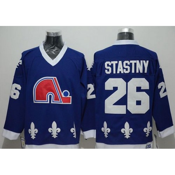 Nordiques #26 Peter Stastny Blue CCM Throwback Stitched Jersey