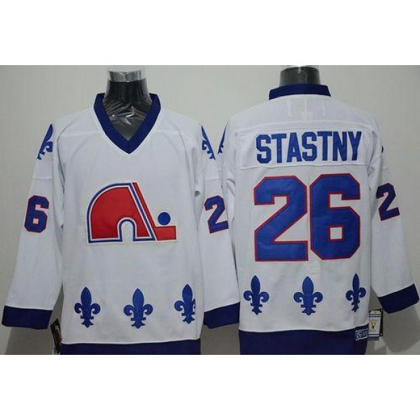 Nordiques #26 Peter Stastny White CCM Throwback Stitched Jersey