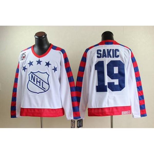 Nordiques #19 Joe Sakic White All Star CCM Throwback 75TH Stitched Jersey