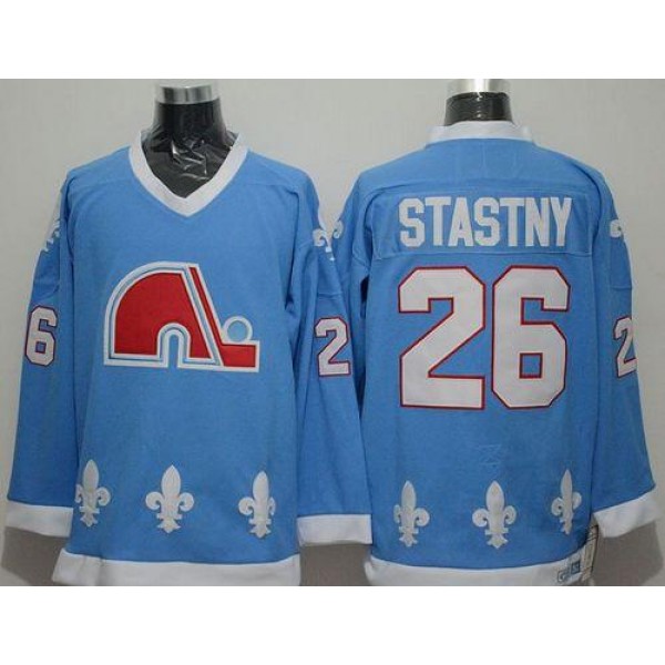 Nordiques #26 Peter Stastny Light Blue CCM Throwback Stitched Jersey