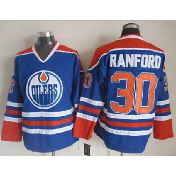Oilers #30 Bill Ranford Light Blue CCM Throwback Stitched Jersey