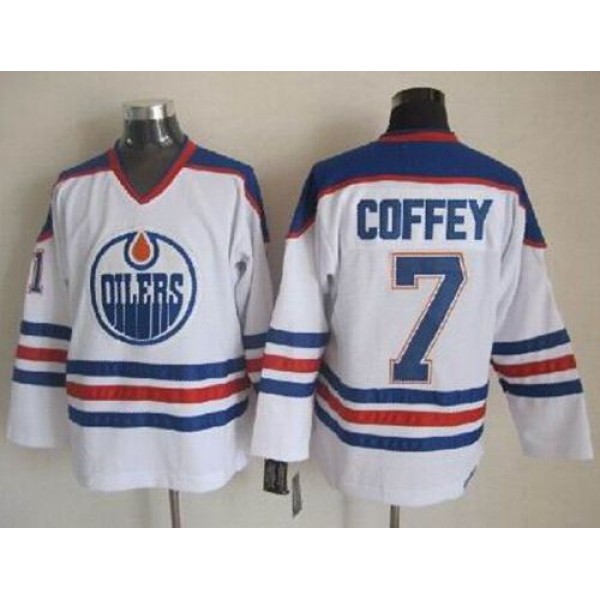 Oilers #7 Paul Coffey White CCM Throwback Stitched Jersey