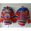 Oilers #99 Wayne Gretzky Orange Sawyer Hooded Sweatshirt Stitched Jersey