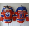 Oilers #93 Ryan Nugent-Hopkins Orange Sawyer Hooded Sweatshirt Stitched Jersey