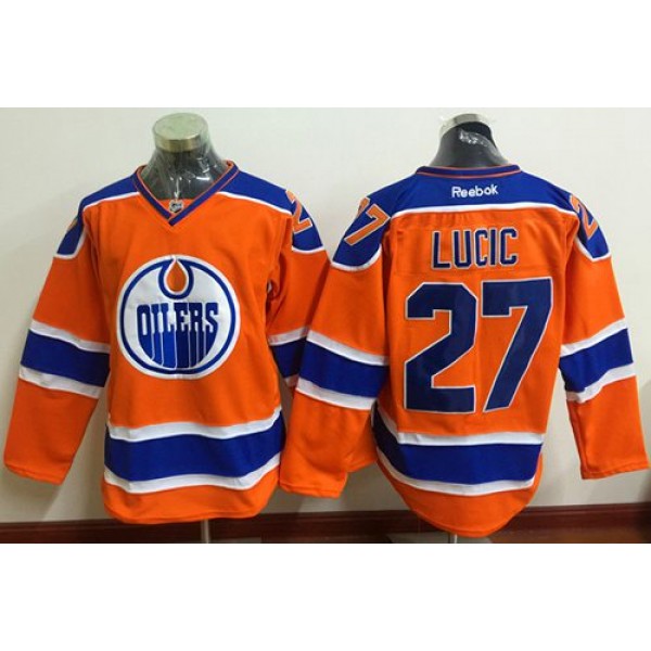 Oilers #27 Milan Lucic Orange Stitched Jersey