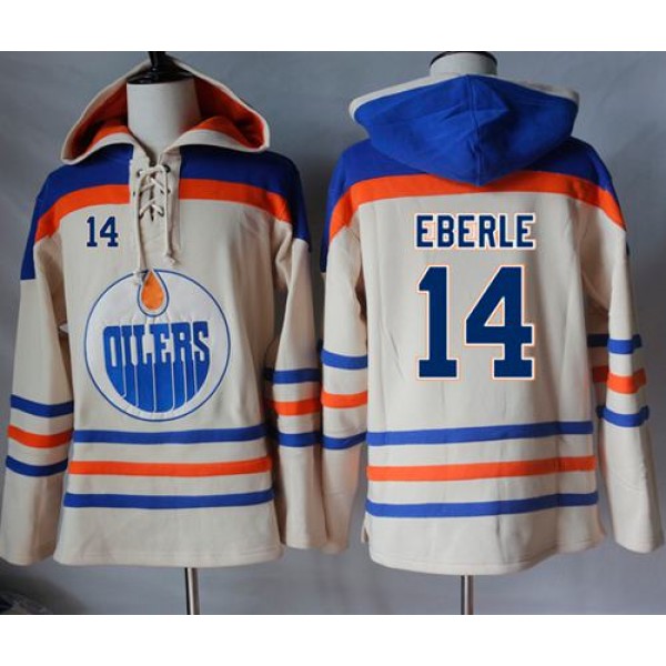 Oilers #14 Jordan Eberle Cream Sawyer Hooded Sweatshirt Stitched Jersey