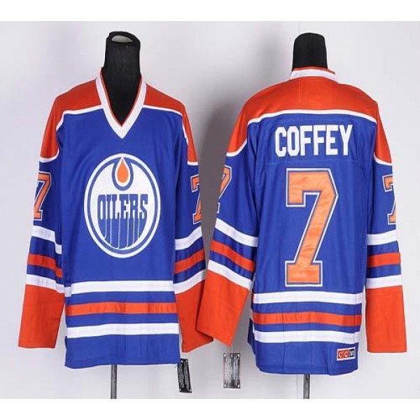 Oilers #7 Paul Coffey Light Blue CCM Throwback Stitched Jersey