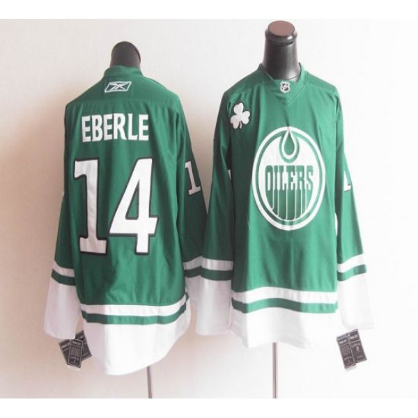 Oilers St Patty's Day #14 Jordan Eberle Green Stitched Jersey