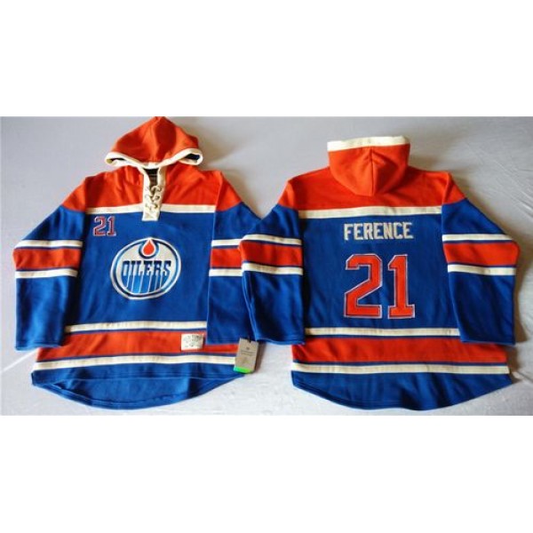 Oilers #21 Andrew Ference Light Blue Sawyer Hooded Sweatshirt Stitched Jersey