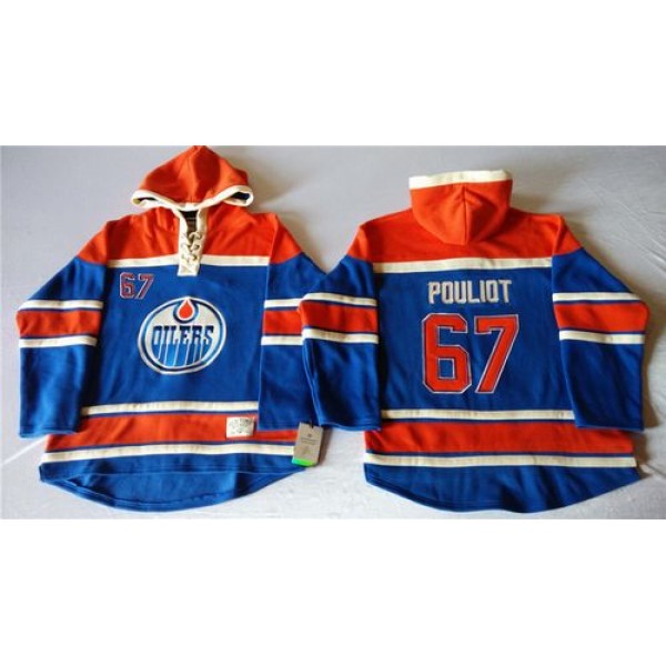 Oilers #67 Benoit Pouliot Light Blue Sawyer Hooded Sweatshirt Stitched Jersey