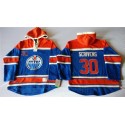 Oilers #30 Ben Scrivens Light Blue Sawyer Hooded Sweatshirt Stitched Jersey