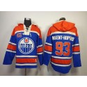 Oilers #93 Nugent-Hopkins Light Blue Sawyer Hooded Sweatshirt Stitched Jersey