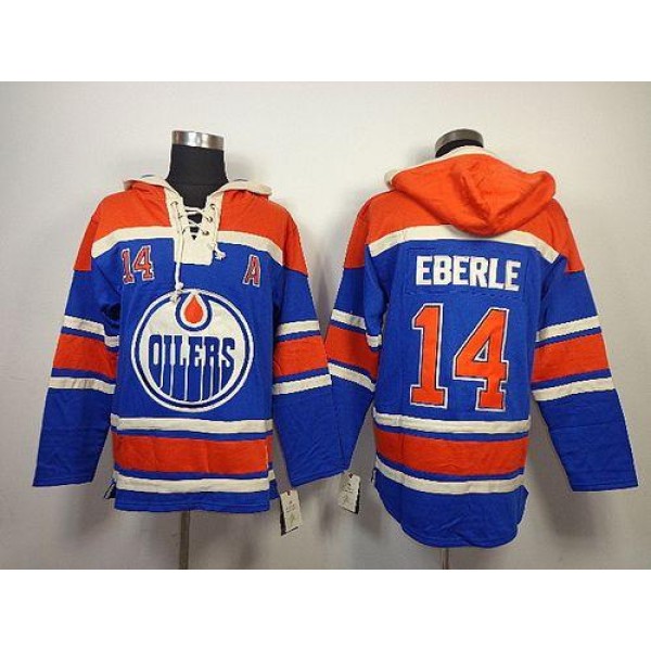 Oilers #14 Jordan Eberle Light Blue Sawyer Hooded Sweatshirt Stitched Jersey