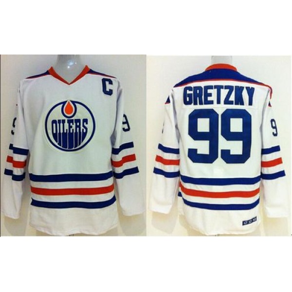 Oilers Wayne Gretzky #99 Stitched White CCM Throwback Jersey