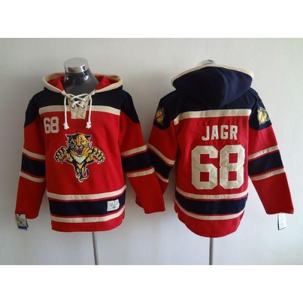 Panthers #68 Jaromir Jagr Red Sawyer Hooded Sweatshirt Stitched Jersey
