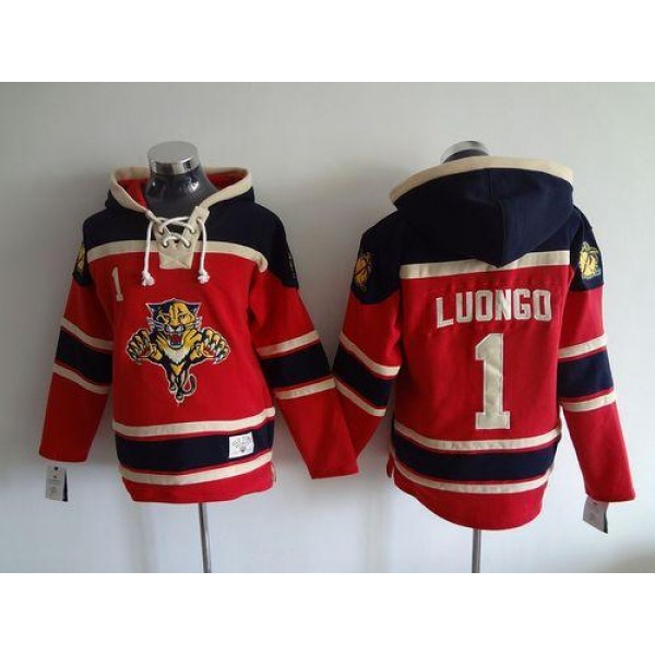 Panthers #1 Roberto Luongo Red Sawyer Hooded Sweatshirt Stitched Jersey