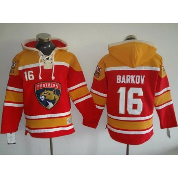 Panthers #16 Aleksander Barkov Red Gold Sawyer Hooded Sweatshirt Stitched Jersey