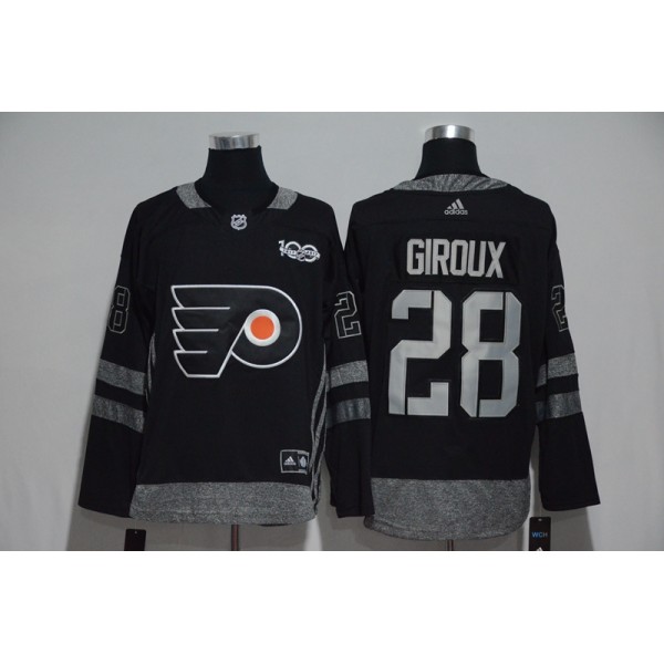 Philadelphia Flyers #28 Claude Giroux Black 1917-2017 100th Anniversary Stitched Jersey