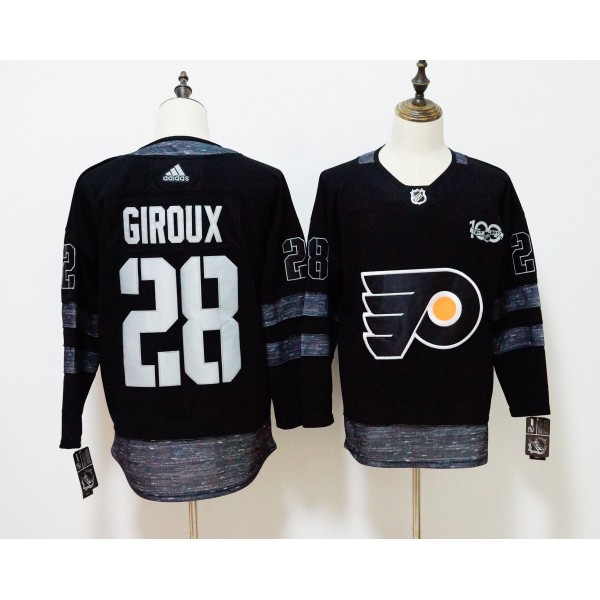 Philadelphia Flyers #28 Claude Giroux Black 1917-2017 100th Anniversary Stitched Adidas Jersey