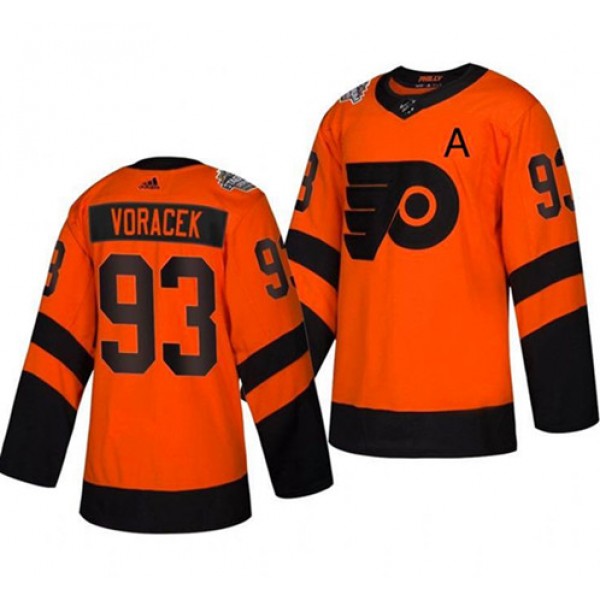 Philadelphia Flyers # 93 Jakub Voracek With A Patch Orange 2019 Stadium Series Stitched Jersey
