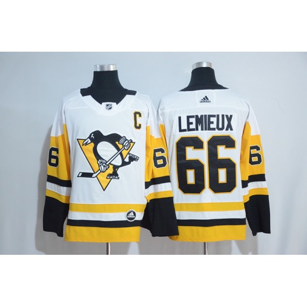 Pittsburgh Penguins #66 Mario Lemieux Adidas White Road Authentic Stitched Jersey