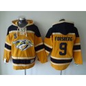 Predators #9 Filip Forsberg Yellow Sawyer Hooded Sweatshirt Stitched Jersey