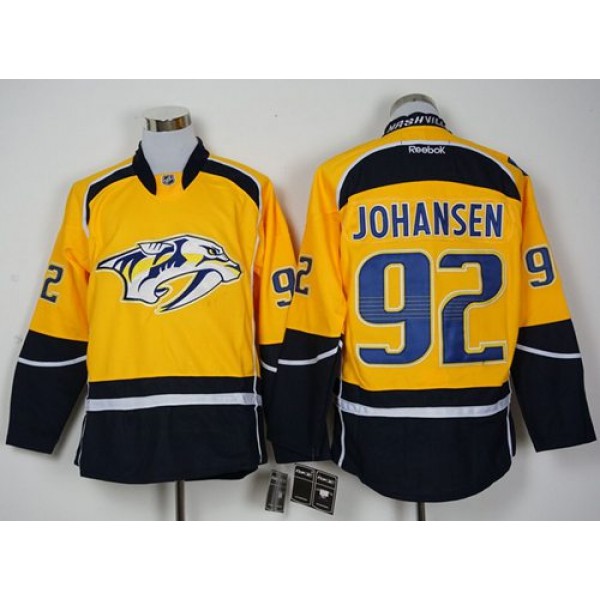 Predators #92 Ryan Johansen Yellow Home Stitched Jersey