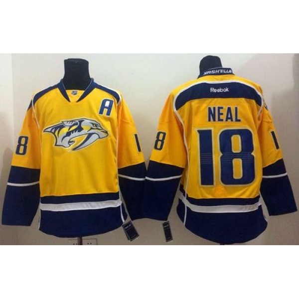 Predators #18 James Neal Yellow Home Stitched Jersey
