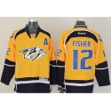 Predators #12 Mike Fisher Yellow Home Stitched Jersey