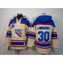 Rangers #30 Henrik Lundqvist Cream Sawyer Hooded Sweatshirt Stitched Jersey