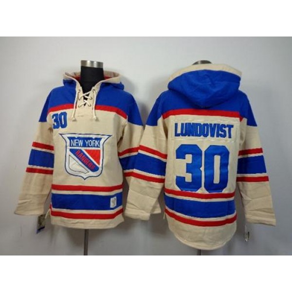 Rangers #30 Henrik Lundqvist Cream Sawyer Hooded Sweatshirt Stitched Jersey