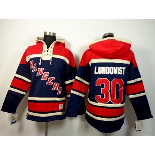 Rangers #30 Henrik Lundqvist Navy Blue Sawyer Hooded Sweatshirt Stitched Jersey