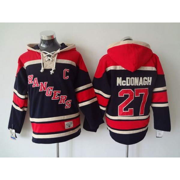 Rangers #27 Ryan McDonagh Blue Sawyer Hooded Sweatshirt Stitched Jersey