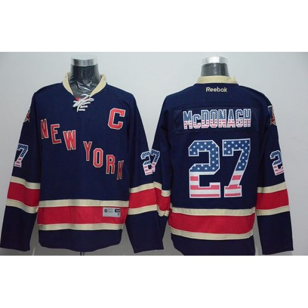 Rangers #27 Ryan McDonagh Navy Blue USA Flag Fashion Stitched Jersey