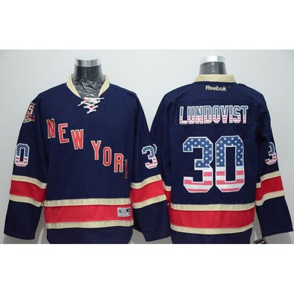 Rangers #30 Henrik Lundqvist Navy Blue USA Flag Fashion Stitched Jersey