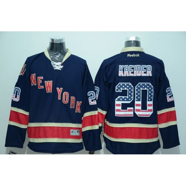 Rangers #20 Chris Kreider Navy Blue USA Flag Fashion Stitched Jersey