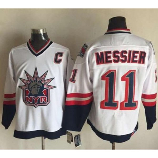 Rangers #11 Mark Messier White CCM Statue Of Liberty Stitched Jersey