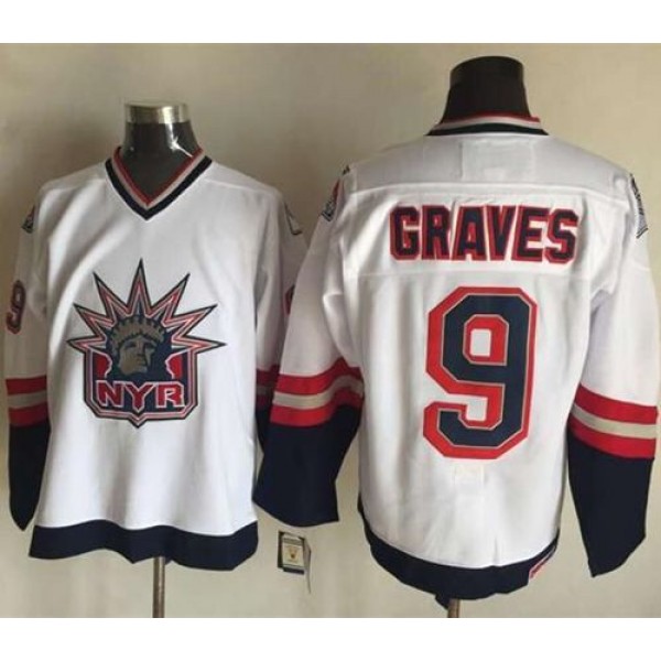 Rangers #9 Adam Graves White CCM Statue Of Liberty Stitched Jersey