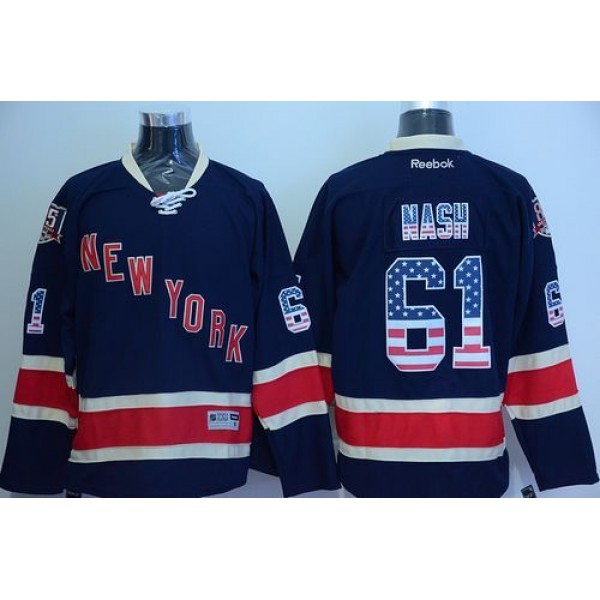 Rangers #61 Rick Nash Navy Blue USA Flag Fashion Stitched Jersey