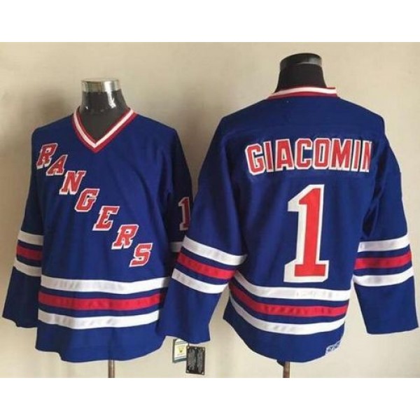 Rangers #1 Eddie Giacomin Blue CCM Heroes Of Hockey Alumni Stitched Jersey