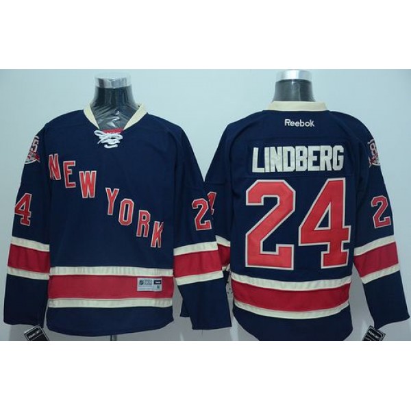 Rangers #24 Oscar Lindberg Navy Blue Stitched Jersey