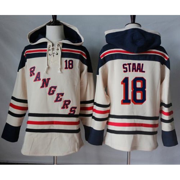 Rangers #18 Marc Staal Cream Sawyer Hooded Sweatshirt Stitched Jersey