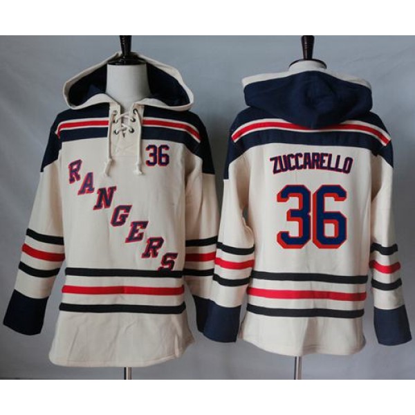 Rangers #36 Mats Zuccarello Cream Sawyer Hooded Sweatshirt Stitched Jersey