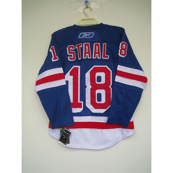 Rangers #18 Marc Staal Stitched Blue Jersey