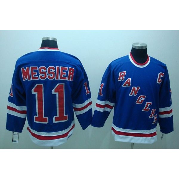 Rangers #11 Mark Messier Stitched Blue CCM Throwback Jersey