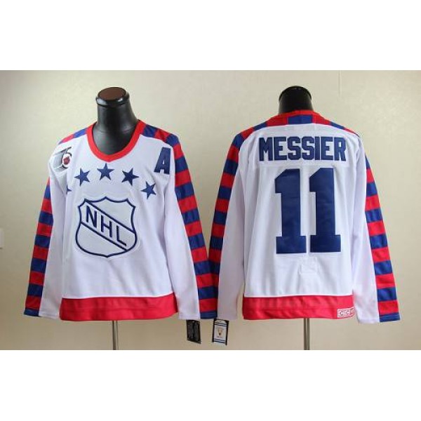 Rangers #11 Mark Messier White All Star CCM Throwback 75TH Stitched Jersey