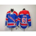 Rangers #61 Rick Nash Blue Sawyer Hooded Sweatshirt Stitched Jersey