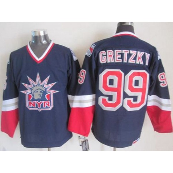 Rangers #99 Wayne Gretzky Navy Blue CCM Statue Of Liberty Stitched Jersey