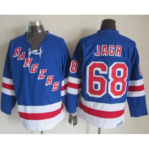 Rangers #68 Jaromir Jagr Light Blue CCM Throwback Stitched Jersey