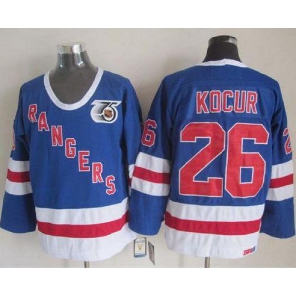 Rangers #26 Joe Kocur Blue CCM 75TH Stitched Jersey